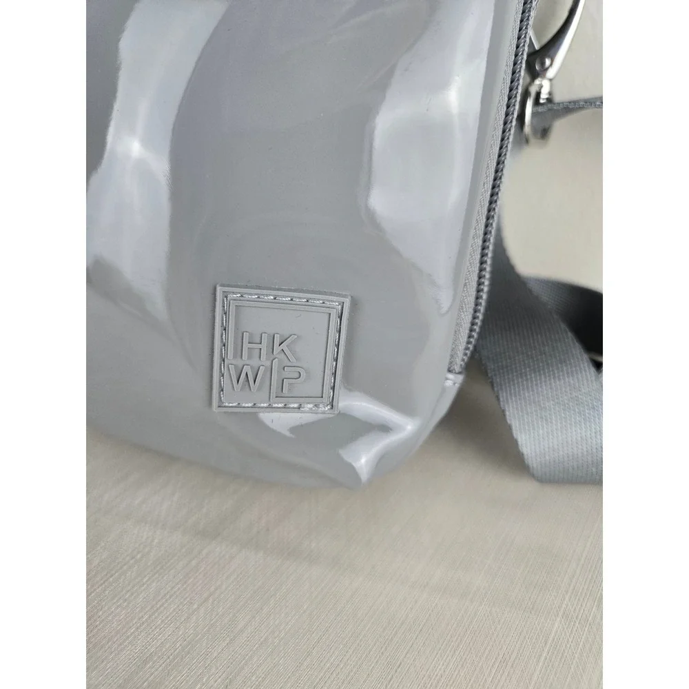 IHKWIP Grey Patent‎ Crossbody Phone Bag Small Messenger Travel Tech Organizer